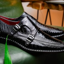 Genuine ostrich leg leather upper Shoes Napoli Black image 7