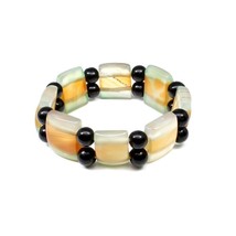 Mehrfarbige Achat Natürlicher Edelstein Perlen Elastisch Band Dehnbar Armband - $18.05