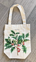 Cavallini Co Holly &amp; Berry Christmas Aquifolium Shopping Bag Fabric w Po... - $19.80