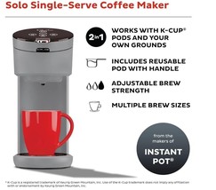 Instant Solo 2-in-1 Coffee Maker for K-Cup Pods &amp; Ground Coffee (Open Box) - £28.88 GBP