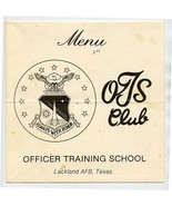 OTS Club Menu Officer Training School Lackland Air Force Base Texas 1982 - £29.81 GBP