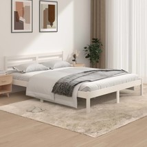 Bed Frame Solid Wood Pine 150x200 cm King Size White - £59.57 GBP