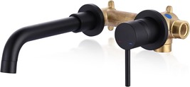 Arcora Wall Mount Bathroom Faucet Matte Black, Single Handle, In Valve Included - $87.98