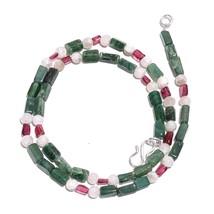 Natural Aventurine Moonstone Tourmaline Gemstone Beads Necklace 17&quot; UB-4968 - £8.67 GBP