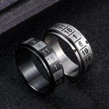 Classic 316L Stainless Steel Random Numbers Game Rotation Ring - $12.99