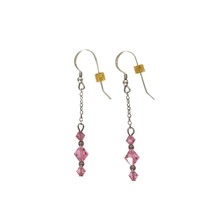 Swarovski Pink Crystals Beaded Dangle Drop Earrings Sterling Silver 925 ... - $37.99