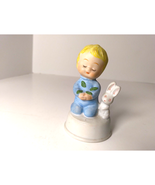 Porcelain Praying Boy With Rabbit Figurine Collectible Home Decor Farmho... - $19.09 CAD