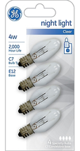 Savant 73257 GE Incandescent Night Light Replacement Bulbs 4 Watts (4 Pack) - £9.56 GBP