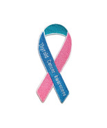 Awareness Ribbon Thyroid Cancer Embroidered Iron On Patch 3.75&quot; X 1.6&quot; G... - $147.52 MXN