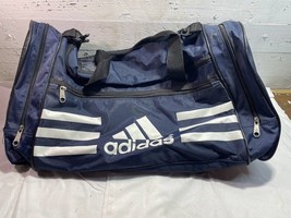 Vintage Navy Blue Adidas Duffel Bag Sport Bag 4 Pocket Shoulder Strap Large Bag - £35.01 GBP