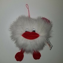 VTG Toy-O-Rama Valentine Plush White Fuzzy Red Lips Duck? Stuffed Animal Gift - £11.57 GBP