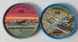 JELL-O AIRPLANE THEMED TOKEN SET OF 2 SUPER CONSTELLATION &amp; ARGOSY VINTA... - £15.71 GBP