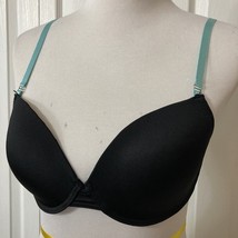 Sz 34C Just Be Bra Underwire Padded Side Stretch Lace T-Shirt Black Mint... - $12.88