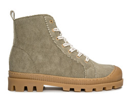 High-Top Lace-Up sneaker with lugged sole on breathable Organic Cotton f... - £94.58 GBP