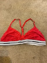 Victorias Secret Bralette Red Lace Size Large Un-padded Adjustable Raceback - £14.70 GBP