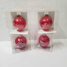 4 Glass Ornaments Ball Stark County High School Rebels Red Christmas Illinois - £5.61 GBP