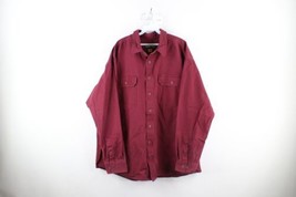 Vintage Cabelas Mens Size 2XLT Faded Heavyweight Canvas Button Shirt Red Cotton - $44.50