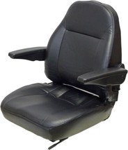 Black Vinyl Seat With Armrest Mounting 6.50-13.00&quot; X 3.25-13&quot; - Fast SHIPPING- - £252.04 GBP