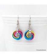 Pansexual pride earrings, love knot handmade chainmail jewelry - £13.62 GBP