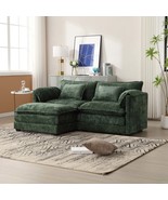Oversized Chenille Double Sofa with Footstool | Removable Arms + Pockets - $901.07 CAD