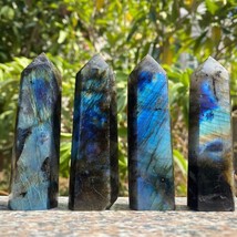 3-4 inches Genuine Labradorite Healing Crystal Wand Witch Tower Point Or... - £25.16 GBP
