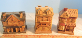 LOT OF 3 Vintage Enesco Wheat Straw Victorian  House Ornament MINIATURE 2&quot; - £25.17 GBP