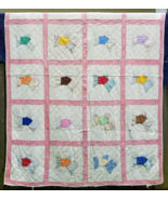 90% hand sewn vintage antique quilt cotton HOMEMADE square 82&quot; x 60&quot; - $157.27 CAD