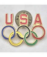 USA Olympic Rings Vintage Pin Brooch Multi Color - £7.86 GBP