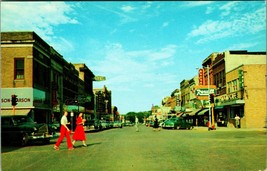 Main Street View Cars Rexall Cafe Signs Fergus Falls MN Chrome Postcard UNP - £4.94 GBP