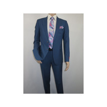 Men Suit BERLUSCONI Turkey 100% Soft Italian Wool Super 180's 2pc #Ber31 Blue image 4