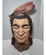 Vintage Yozie 1976 Native American Indian Head Bust Sculpture 15&quot; Signed - $2,210.60 MXN