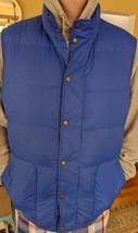 Lands End Men&#39;s 80% Goose Down Puffer Full Button Vest Jacket Size XL 46-48 Blue - £21.64 GBP