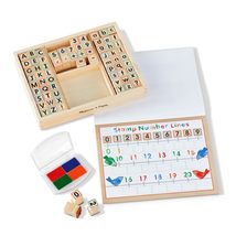 Melissa &amp; Doug Deluxe Letters and Numbers Wooden Stamp Set ABCs 123s Wit... - $24.99