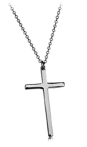 DreaMall 18&quot; White Gold Plated Simple Smooth Cross Pendant Necklace - £10.69 GBP