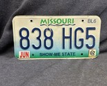 BL6 Truck License Plate Tag Missouri MO 838 HG5 2002 “Show Me State” Rus... - $9.41