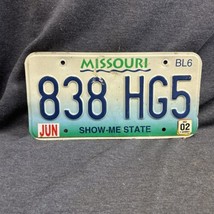 BL6 Truck License Plate Tag Missouri MO 838 HG5 2002 “Show Me State” Rus... - £7.38 GBP
