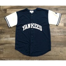 Vintage Starter New York Yankees Button Front Blue &amp; White MLB Jersey Medium Men - $69.43