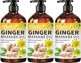 3 Pack Ginger &amp; Arnica Natural Massage Oil with Arnica &amp; Vitamin E - £20.10 GBP