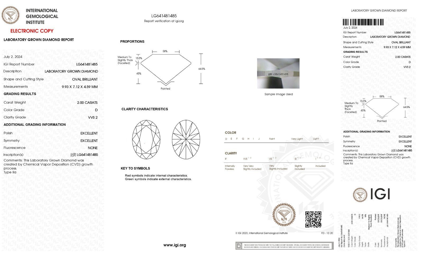 Lab Grown 2.00 Carat IGI Certified D Color VVS2 Clarity Oval Cut Diamond Ring Item image 2