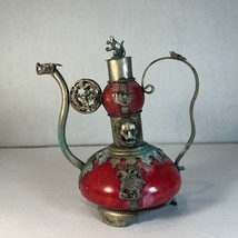 Vintage Tibetan Teapot with Patina | Metal Animal Decor | Marked Base - $150.00