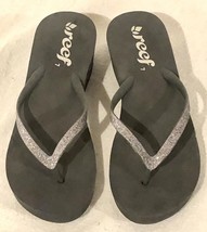 Reef Sandals Women’s Size 7 Gray Thong Wedge Foam Slides Casual Pre Owned - £19.54 GBP