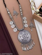 Indian Women Silver Oxidized Necklace Set Bohemian Gypsy Fashion Jewelry Gift - £28.04 GBP
