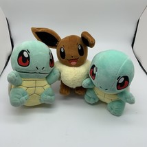 Pokémon Plushie Lot Eevee  and 2- Squirtle 8&quot; Inch Plush  6 Inch - £20.17 GBP