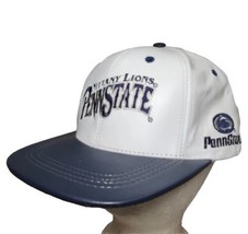 Vtg Modern Penn State Nittany Lions White / Blue Leather ~ Snap Back Hat Cap Psu - £28.44 GBP
