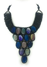 Handmade Unique Design17&quot; Collar Necklace Agate &amp; Crystal #048 - £38.77 GBP