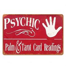 Tarot Psychic Metal Sign | Divination Retro Tin Plaque | Esoteric Wall Art For W - £18.43 GBP+