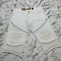 Men's Makobi White Ripped Zip Denim Shorts NWT - $98.00