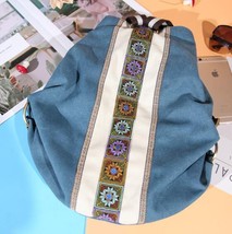 Ethnic Canvas Backpa Women Embroidery Patchwork Vintage Drawstring Bag Travel Bo - £60.27 GBP