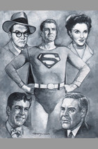 Sanjulian Signed Superman TV Series Original Art Painting George Reeves w/ Lois - £1,540.72 GBP