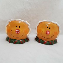 Pair Gingerbread Man Candles Christmas Lot of 2 Holiday 3&quot; Faces UnBurned - £7.79 GBP